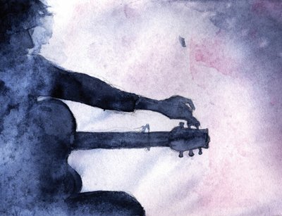 Blauer Aquarell-Gitarrist von RodMacIver