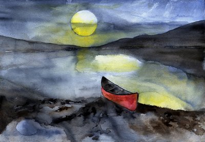 Rotes Kanu im Mondlicht von RodMacIver