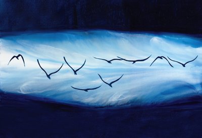 Schwebende blaue Vögel von RodMacIver