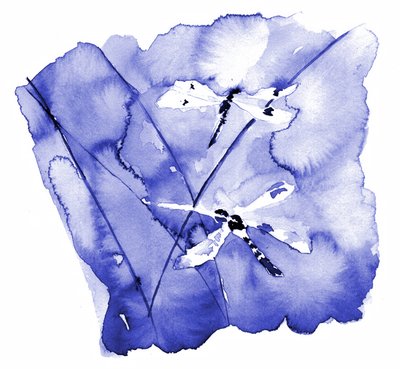 Aquarell Blaue Libellen von RodMacIver