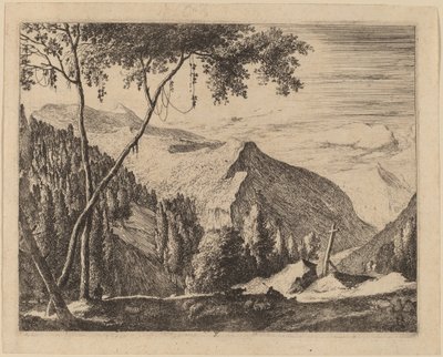 Felsige Landschaft mit Kreuz: pl.5 von Roelant Roghman and Melchior Küsel