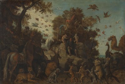 Der Dichter, von zwei Affen beim Fest der Tiere gekrönt von Roelant Savery (workshop of)
