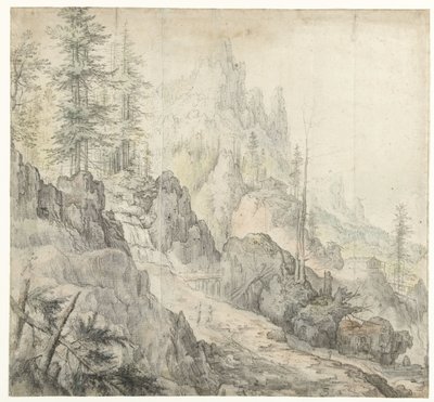 Berglandschaft mit Wasserfall von Roelant Savery