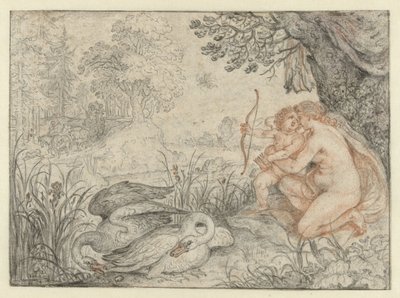 Venus fordert Amor auf, seinen Pfeil auf Pluto zu schießen von Roelant Savery