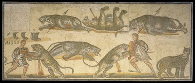 Kampf zwischen Gladiatoren und Wildkatzen, 320 n. Chr. von Roman