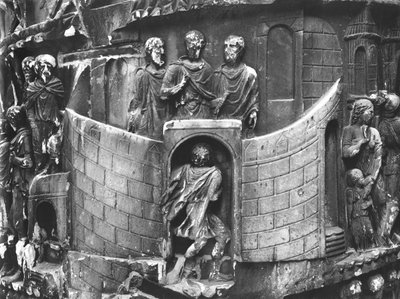 Marcus Aurelius empfängt einen Boten, Detail von der Säule des Marcus Aurelius, 180-196 n. Chr. von Roman