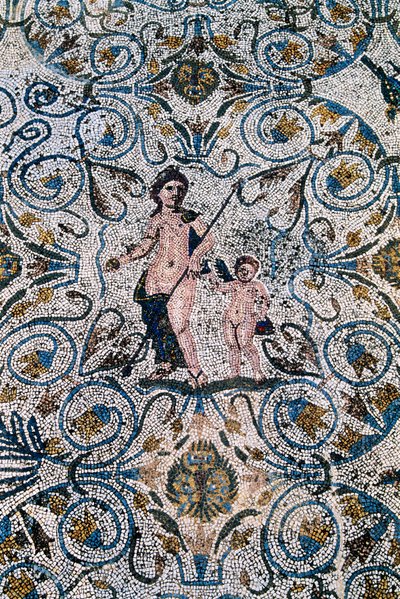 Römische Kunst: Mosaik aus dem 4. Jahrhundert n. Chr. aus der römischen Villa des Amphitheaters. Merida, Museo Nacional de Arte Romano, Spanien von Roman
