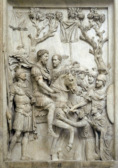 Römischer Kaiser Marcus Aurelius begnadigt die besiegten Feinde, ca. 176-180 von Roman