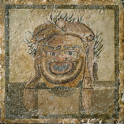 Römische Kunst: Römische Theatermaske. Mosaik aus Ampurias (Empurias). 2. Jahrhundert n. Chr. Spanien, Museo di Ampurias von Roman