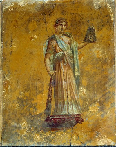 Römische Kunst: Darstellung der Melpomene, Muse der Tragödien. Fresko aus Pompeji um 62 - 79 n. Chr. von Roman