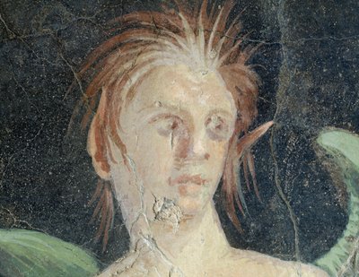 Geflügeltes Genie, Fragment eines Freskos aus der Villa des Publius Fannius Synistor, Boscoreale, Detail, römische Zivilisation von Roman