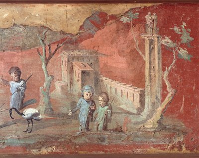 Antikes römisches Fresko mit ländlicher Szene von Roman Roman