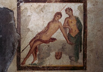 Echo und Narziss, Fresko aus dem Cubiculum im Haus des Ephebus, Pompeji (UNESCO-Welterbeliste) von Roman Roman