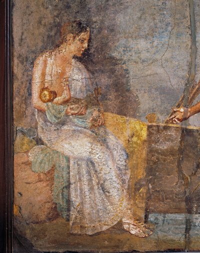 Fresko, das eine Mutter zeigt, die ihr Baby stillt, aus Pompeji von Roman Roman