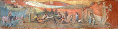 Malerei auf Putz, die eine Szene entlang des Nils mit Pygmäen darstellt, 56x217 cm, aus Pompeji (UNESCO-Welterbeliste) von Roman Roman