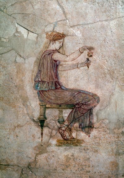 Römische Kunst: Frau gießt Parfüm in eine Vase von Roman Roman