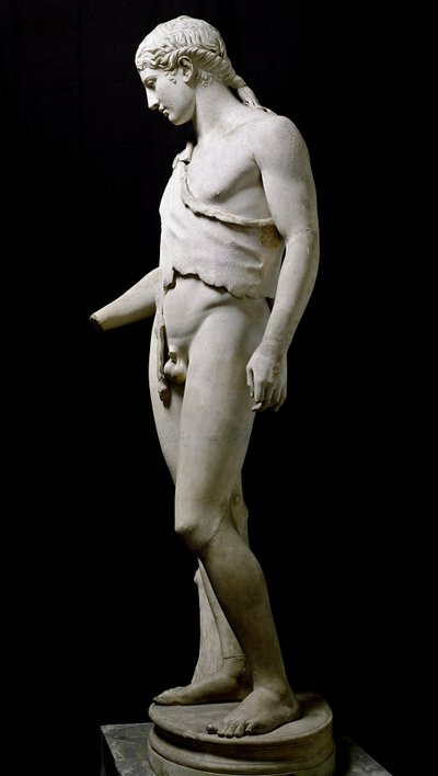 Statue, die Dionysos (Bacchus, Bacco) darstellt. Marmorskulptur nach einem Original aus dem 4. Jahrhundert v. Chr. Aus der Villa Adriana von Roman Roman