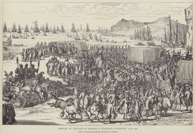 Ankunft von Wilhelm von Oranien in England, November 1688 (Lithografie) von Romeyn de (after) Hooghe