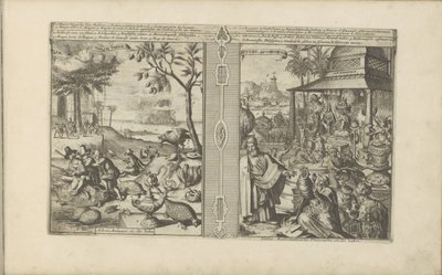 Bäume, Tiere und Nüsse; Verehrung von Götterbildern von Romeyn de Hooghe