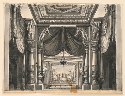 Bühnenbild, Inneres eines orientalischen Palastes von Romolo Achille Liverani