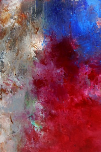 Rote blaue abstrakte Energie von Ron Halfant