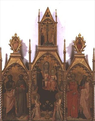 Madonna und Kind auf dem Thron mit Heiligen von Rossello di Jacopo Franchi