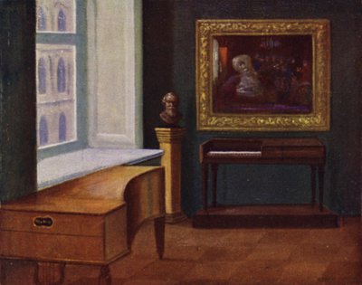 Mozarts Spinett (rechts) und Hugo Wolfs Klavier (links) im Museum der Stadt Wien von Rudolf Klingsbogl