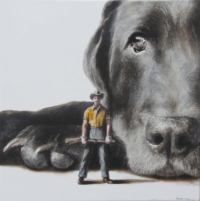 Jäger und Riesiger Hund von Rudolf Kosow