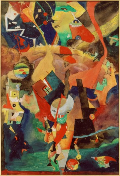 Apokalyptische Landschaft mit Fabelwesen und Figurine von Rudolf Schlichter