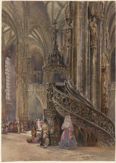Das Innere der Kathedrale St. Stephan in Wien von Rudolf von Alt