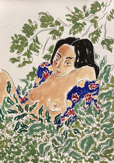 Frau im Laub von Rushati Chowdhury