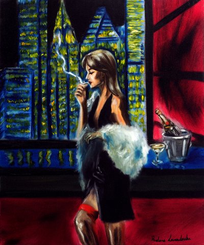 Dame in der Stadtnacht von Ruslana Levandovska