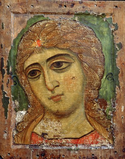 Erzengel Gabriel (Engel mit goldenem Haar), russische Ikone, 12. Jahrhundert von Russian School