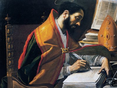 Heiliger Ambrosius, Gemälde von Rutilio Manetti (1571-1639), Öl auf Leinwand, 67x89 cm, Italien von Rutilio Manetti
