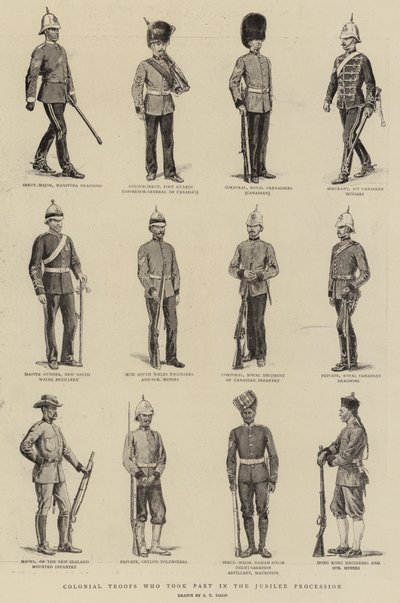 Kolonialtruppen, die an der Jubiläumsprozession teilnahmen von S.T. Dadd