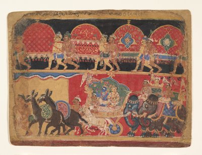 Krishna und die Kshatriya-Mädchen ziehen nach Dvaraka..., ca. 1520-30 von Sa Nana
