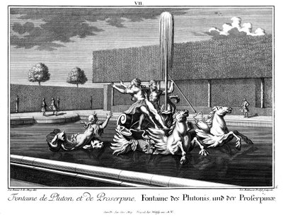 Prospekt der Fontäne des Pluto und der Proserpina von Salomon Kleiner