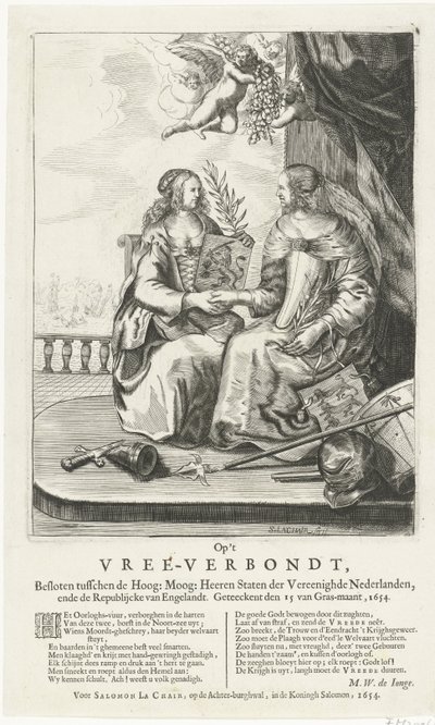 Allegorie auf den Frieden von Westminster, 1654 von Salomon Pietersz. Lachair
