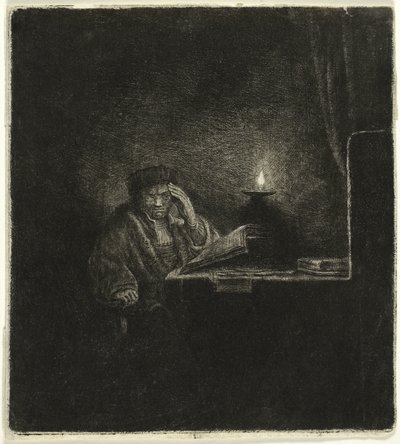Student an einem Tisch bei Kerzenlicht von Salomon Savery