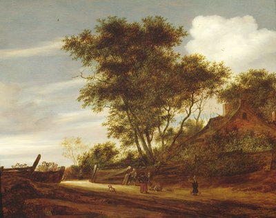 Waldlandschaft mit spielenden Kindern auf der Straße bei einem Cottage, 1658 von Salomon van Ruisdael or Ruysdael