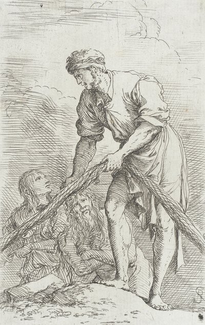 Figur: Ein Mann zieht ein Netz von Salvator Rosa