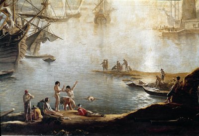 Hafenansicht (Detail) von Salvator Rosa