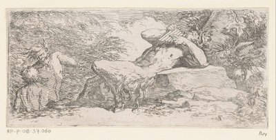 Satyr mit einer Panflöte von Salvator Rosa