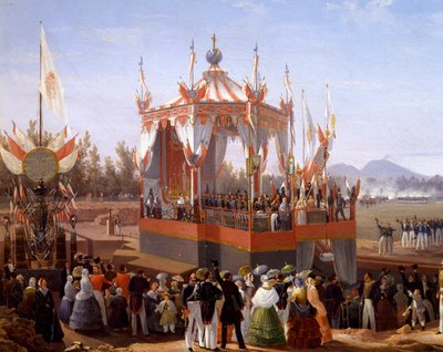 Franz I. und Maria Isabella bei einer offiziellen Zeremonie im Arsenal von Neapel (Detail) von Salvatore Fergola