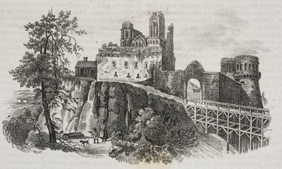 Schloss Ostroh, Ukraine, Lithographie von Salvatore Puglia aus Poliorama Pittoresco, Nr. 30, 1. März von Salvatore Puglia