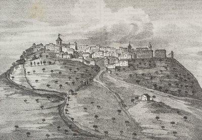 Ansicht von Montefuscolo, heute Montefusco, Kampanien, Italien, Lithographie von Salvatore Puglia aus Poliorama Pittoresco, Nr. 41, 20. Mai von Salvatore Puglia