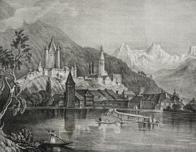 Ansicht von Thun, Kanton Bern, Schweiz, Lithographie von Salvatore Puglia von Salvatore Puglia