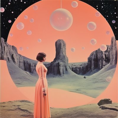 Elegante Frau am Alien-Himmel von Samantha Hearn