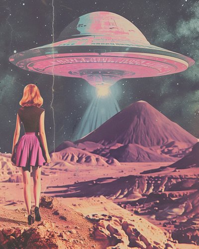 Rosa UFO Alien-Welt von Samantha Hearn