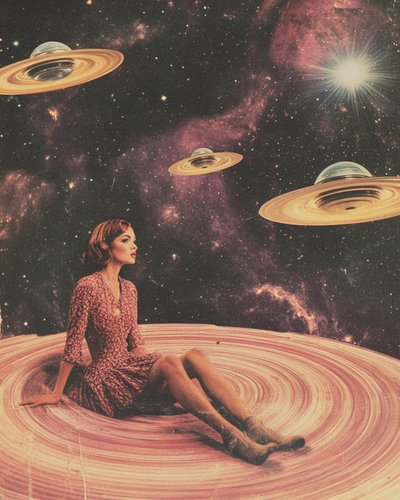 Frau in kosmischen Ringen von Samantha Hearn
